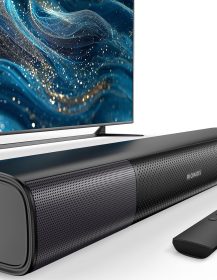 Sound Bar for Smart TV, Bass Boost and Crisp Vocals,Bluetooth Soundbar for TV/PC/Gaming/Projectors,Optical/AUX/Wall Mount,17inch