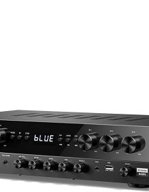 Donner Stereo Receivers, Premium 1000W Peak Power 6 Channel Audio Amplifier with Bluetooth 5.3, USB, FM, 2 Mic-in, Echo, RCA, Optical/Coaxial Input for Home, Karaoke, Theater Speakers, MAMP6