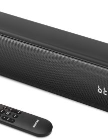 Wohome 2.1ch Small Sound Bars for TV with 6 Levels Voice Enhancement, Built-in Subwoofer, 16 Inches Bluetooth 5.3 Soundbar Speakers with Optical/AUX/USB Connection, S100